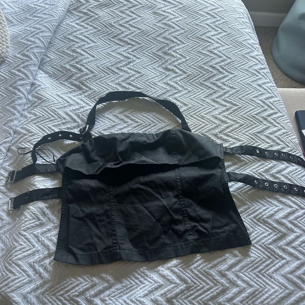 Zara Black Corset Halter Top with Buckle Straps. Size S